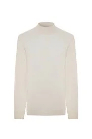 Hemington - Kaşmir-İpek-Yün Karışım Lupetto Yaka Ekru Kazak