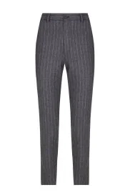 Hemington - Kaşmir Yün Gri Çizgili Antrasit Flanel Pantolon