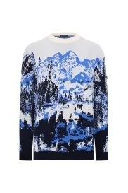 Hemington - Kaşmir Merino Karışım Dağ Desen Lacivert Kazak Hemington - Kaşmir Merino Karışım Dağ Desen Lacivert Kazak