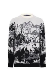 Hemington - Kaşmir Merino Karışım Dağ Desen Siyah Kazak Hemington - Kaşmir Merino Karışım Dağ Desen Siyah Kazak