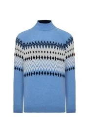 Hemington - Kaşmir Merino Yün Karışım Lupetto Yaka Mavi Kazak Hemington - Kaşmir Merino Yün Karışım Lupetto Yaka Mavi Kazak