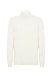 Hemington - Kaşmir Yün Karışım Argyle Desen Boğazlı Yaka Ekru Kazak