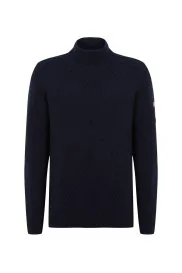 Hemington - Kaşmir Yün Karışım Argyle Desen Boğazlı Yaka Lacivert Kazak