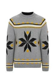 Hemington - Kaşmir Yün Karışım Lupetto Yaka Kar Desen Gri Kazak