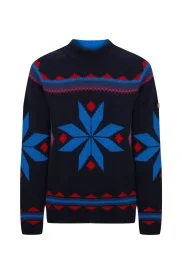 Hemington - Kaşmir Yün Karışım Lupetto Yaka Kar Desen Lacivert Kazak