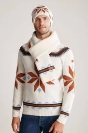 Hemington - Kaşmir Yün Karışım Kar Desen Ekru Bere