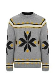 Hemington - Kaşmir Yün Karışım Yarım Balıkçı Kar Desen Gri Kazak