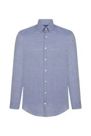 Hemington - Kaşmirli Gizli Düğmeli Lacivert Business Gömlek