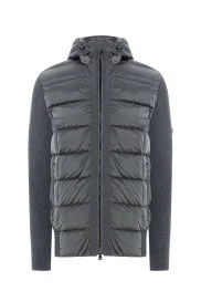 Hemington - Kaz Tüyü Dolgulu Kapüşonlu Triko Kol Gri Mont