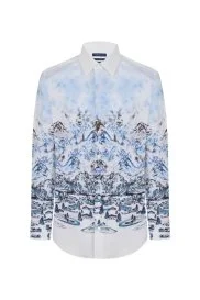 Hemington - Kış Desen Beyaz Saf Pamuk Gömlek