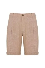 Hemington - Saf Keten Kum Rengi Pileli Şort Hemington - Saf Keten Kum Rengi Pileli Şort