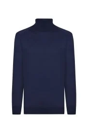 Hemington - Boğazlı Slim Fit Lacivert Merino Yün Triko