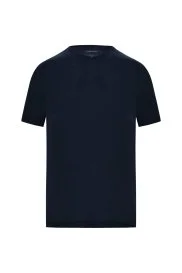 Hemington - Saf Keten Lacivert Bisiklet Yaka T-Shirt Hemington - Saf Keten Lacivert Bisiklet Yaka T-Shirt