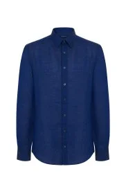 Lacivert Saf Keten Spor Gömlek