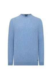 Hemington - Saç Örgü Desen Lambswool Buz Mavisi Kazak Hemington - Saç Örgü Desen Lambswool Buz Mavisi Kazak