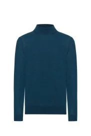 Hemington - Lupetto Yaka Merino Yün Mavi Triko