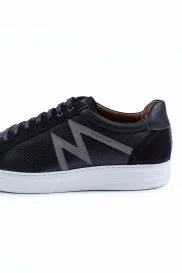 Hemington - M Logolu El Yapımı Siyah Deri Sneaker Hemington - M Logolu El Yapımı Siyah Deri Sneaker