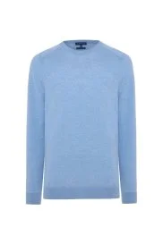 Merino Yün Açık Mavi Bisiklet Yaka Triko