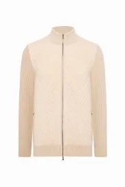 Hemington - Merino Yün Activewear Açık Bej Triko Ceket