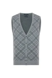Hemington - Merino Yün Baklava Desen Açık Gri Yelek Hemington - Merino Yün Baklava Desen Açık Gri Yelek
