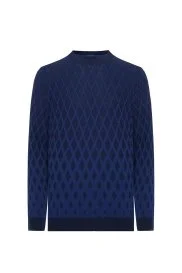 Hemington - Extrafine Merino Baklava Desen Lacivert Triko