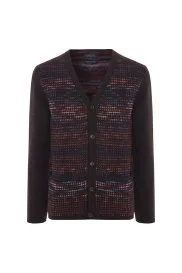 Hemington - Merino Yün Etnik Desen Düğmeli Koyu Kahverengi Hırka Hemington - Merino Yün Etnik Desen Düğmeli Koyu Kahverengi Hırka