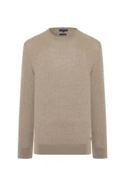 Hemington - Merino Yün İpek Karışım Örgü Desen Bisiklet Yaka Camel Triko Hemington - Merino Yün İpek Karışım Örgü Desen Bisiklet Yaka Camel Triko