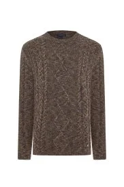 Hemington - Merino Yün-İpek Karışım Örgü Desen Bisiklet Yaka Tütün Rengi Kazak Hemington - Merino Yün-İpek Karışım Örgü Desen Bisiklet Yaka Tütün Rengi Kazak