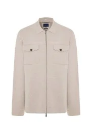 Hemington - Merino Yün Metal Düğme Cepli Açık Bej Triko Ceket