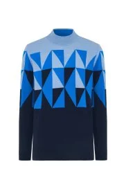 Hemington - Merino Yün Yarım Balıkçı Yaka Desenli Lacivert Triko