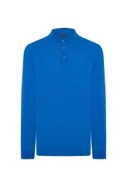 Hemington - Merino Yünü Polo Yaka Mavi Triko