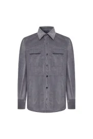 Hemington - Metal Düğmeli Pamuk Açık Gri Çocuk Gömlek