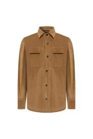 Hemington - Metal Düğmeli Pamuk Camel Çocuk Gömlek