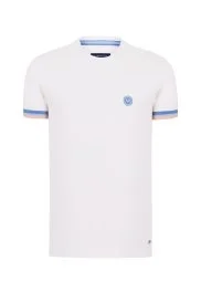 Hemington - Nakış Logolu Pike Örgü Bisiklet Yaka Kırık Beyaz T-Shirt