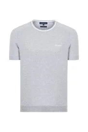 Hemington - Nakış Logolu Yaka Detaylı Açık Gri Triko T-Shirt