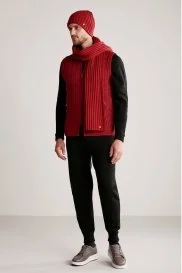 Hemington - Örgü Desen Kırmızı Merino Yün Su İtici Bere