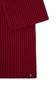 Hemington - Örgü Desenli Merino Yün Bordo Atkı