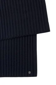 Hemington - Örgü Desenli Merino Yün Lacivert Atkı