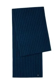 Hemington - Örgü Desenli Merino Yün Mavi Atkı