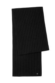 Hemington - Örgü Desenli Merino Yün Siyah Atkı