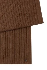 Hemington - Örgü Desenli Merino Yün Tütün Rengi Atkı