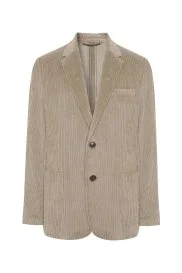 Hemington - Pamuk Karışımlı Çizgi Desen Camel Kadife Blazer Ceket