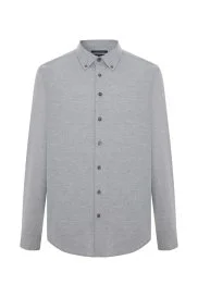 Hemington - Pamuk Kaşmir Karışım Açık Gri Gömlek