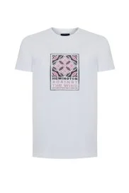 Hemington - Pembe Baskılı Bisiklet Yaka Beyaz T-Shirt Hemington - Pembe Baskılı Bisiklet Yaka Beyaz T-Shirt