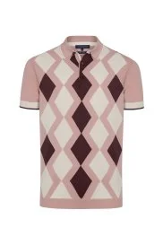 Hemington - Pembe Beyaz Baklava Desen Triko Polo Hemington - Pembe Beyaz Baklava Desen Triko Polo