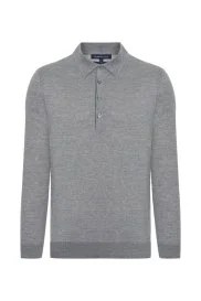 Hemington - Polo Yaka Merino Yün Gri Triko Hemington - Polo Yaka Merino Yün Gri Triko