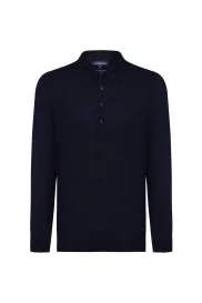 Extrafine Merino Polo Yaka Lacivert Triko