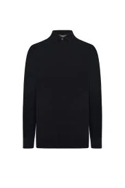 Hemington - Polo Yaka Pamuk Karışımlı Siyah Sweatshirt