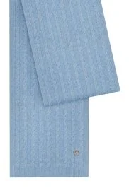 Hemington - Saç Örgü Saf Kaşmir Mavi Atkı