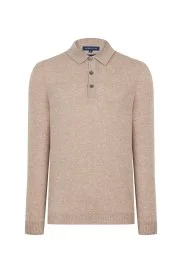 Saf Kaşmir Camel Polo Kazak
